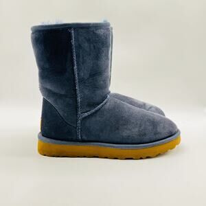 UGG Classic Boots Womens 6 Navy Blue Sheepskin Suede Boots Mid Calf Tall